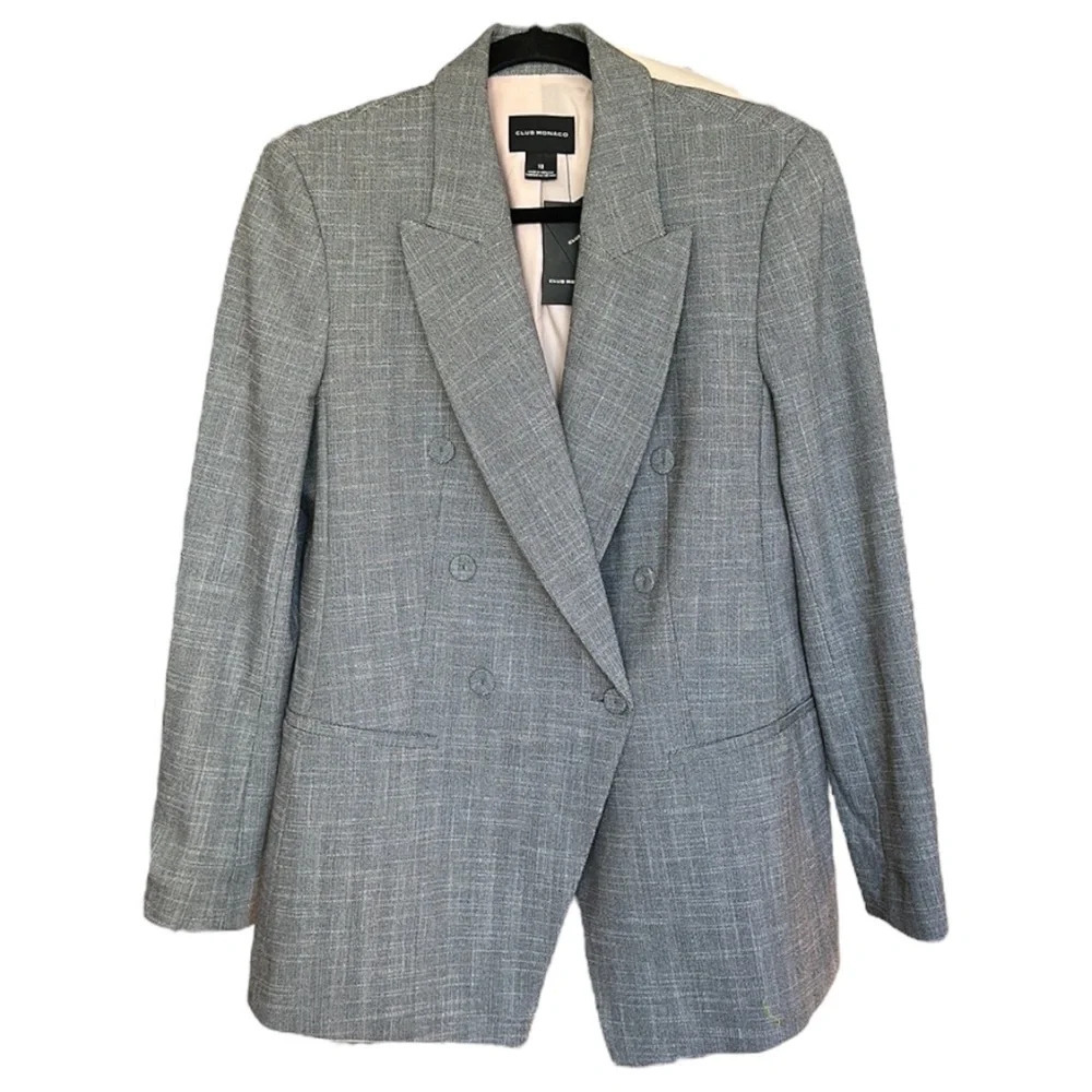 CLUB MONACO Double Breasted Light‎ Gray Blazer Jacket Aditha Power Tailored 12